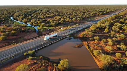 Aerial view of an industrial turkc on the great northern highway in the Australian outback © Jt Media/Wirestock Creators