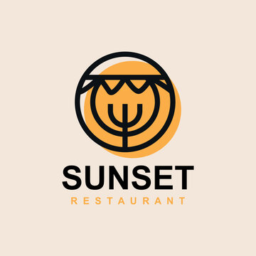 restaurant logo design with an orange sun image