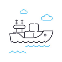 oil tanker line icon, outline symbol, vector illustration, concept sign