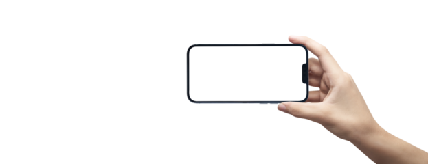 cell phone in hand with transparent background png - easy modification