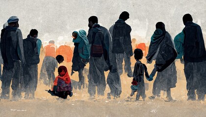 Refugee and Refugees are people who have fled war, violence, conflict or persecution and have crossed an international border to find safety in another country - obrazy, fototapety, plakaty