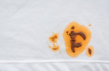 dirty barbeque sauce stain on cloth from daily life activity for cleaning concept. housework care...