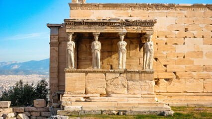 Breathtaking shot of Erechtheion monument in Athens, Greece