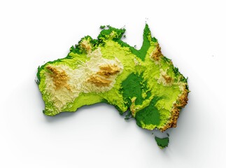 3d rendered Australia map isolated on a white background - obrazy, fototapety, plakaty