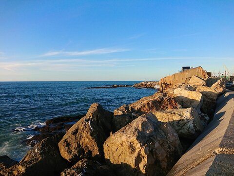 Boulders on the coastline of in Jaffa