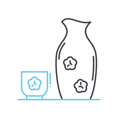 sake cup line icon, outline symbol, vector illustration, concept sign