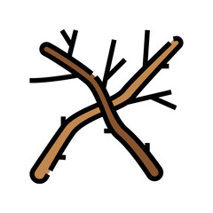 twig wood timber color icon vector illustration