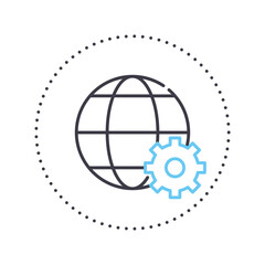 global services line icon, outline symbol, vector illustration, concept sign