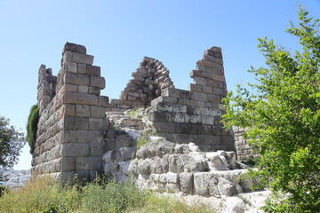 Fototapeta premium Historic site of Myndos gate the only surviving gate of the ancient wall that surrounded the city of Halikarnassos in Bodrum, Turkey.