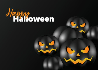 Happy halloween background template design decorative with black pumpkin