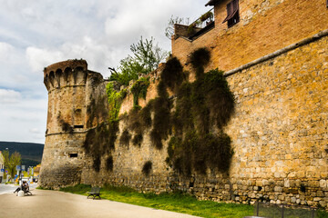 Stone entrance portal of San Gemignano, Tuscany, Italy.