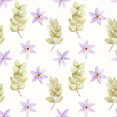 Beautiful watercolor flowers as seamless pattern.