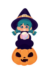 halloween witch and pumpkin
