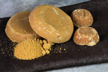cubes and powdered Panela or sweet sugar cane, typical food of Colombia