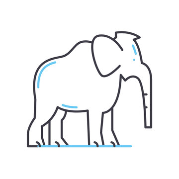 recommend clip art: mammoth line icon, outline symbol, vector illustration, concept sign