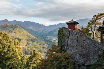 Beautiful view of Risshaku-ji Temple or Yamadera. Yamagata, Japan.