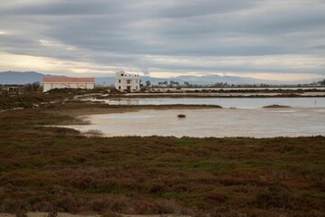Beautiful view of a reserve on a cloudy day in Delta del Ebre