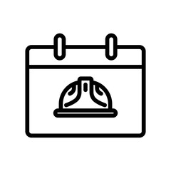 Calendar icon with Foreman hard hat. icon related to construction, labor day. Line icon style. Simple design editable