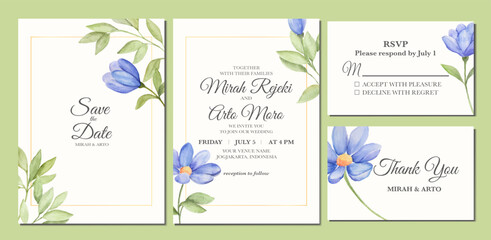 Fototapeta na wymiar Manual painted of flower watercolor as wedding invitation.