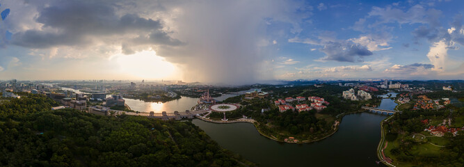 180 degree Aerial Panorama view of Putrajaya City