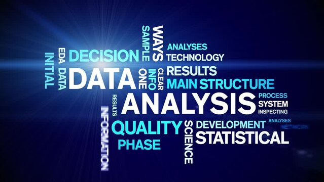 4k Data Analysis Animated Tag Word Cloud;Text Design big data Animation typography seamless loop.