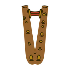 Double flute vector icon. Hand drawn wooden musical instrument. Indian, Serbian, Russian fife isolated on white. Tool for classical, folk melody. Flat cartoon illustration for web, apps, logo, print