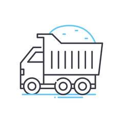 heavy truck line icon, outline symbol, vector illustration, concept sign