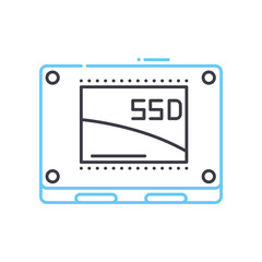 ssd drive line icon, outline symbol, vector illustration, concept sign
