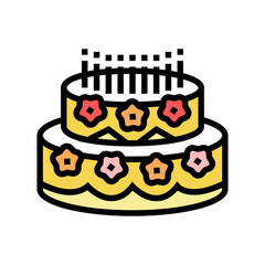 birthday cake food dessert color icon vector illustration