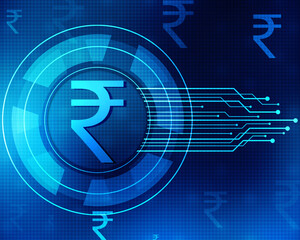 Indian Rupee symbol on financial Background, Growth of Indian stock market, Abstract finance background, Stock market Concept background