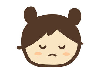 Fototapeta premium かわいい子供のふてくされた女の子の顔／手描き人物イラスト素材