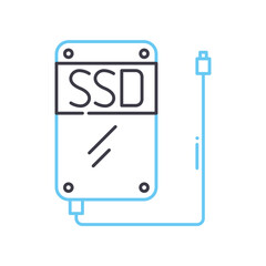 SSD disk drive line icon, outline symbol, vector illustration, concept sign