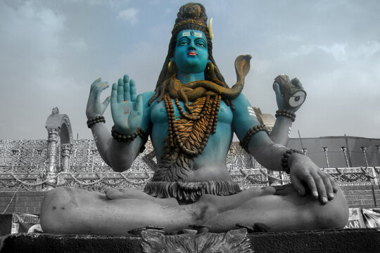  Indian Hindu God Shiva Idol in a temple in outdoor