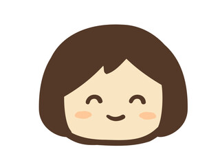 かわいい笑顔の女の子／手描き人物イラスト素材