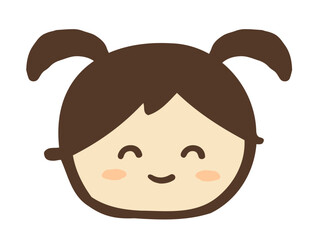 かわいい笑顔の女の子／手描き人物イラスト素材