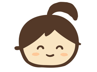 かわいい笑顔の女の子／手描き人物イラスト素材