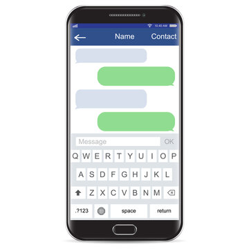Smartphone black chatting sms app template bubbles