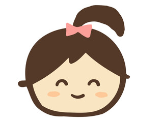 かわいい笑顔の女の子／手描き人物イラスト素材