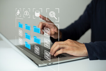 Document Management System (DMS) Online Document Database and automated processes to manage files, knowledge, and documents in an organization effectively with ERP, enterprise business technology.