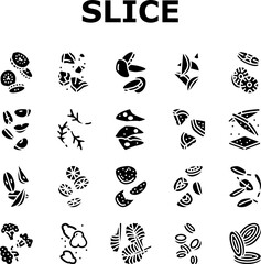 food slice cut fruit freah icons set vector