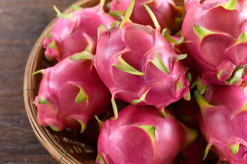 Dragon fruit in the market, Thailand. healthy weight loss fruit. A pitaya or pitahaya is the fruit of several cactus species indigenous to the Americas. or It is a plant in family as cactus.