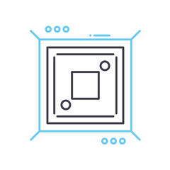processor unit line icon, outline symbol, vector illustration, concept sign