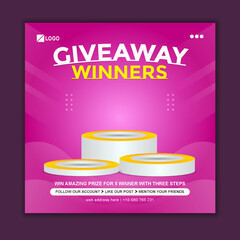 Giveaway Social Media Post Promotion for Instagram Facebook