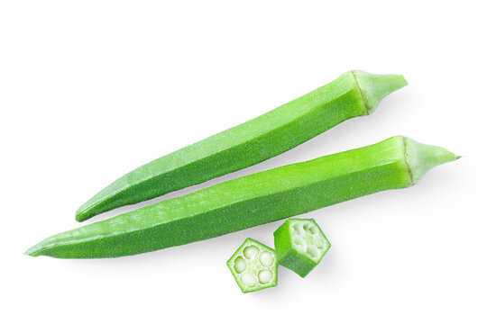 Okra on isolated white background.