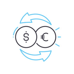 money exchange line icon, outline symbol, vector illustration, concept sign