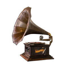 vintage gramophone isolate object for design, retro technology - 523948910