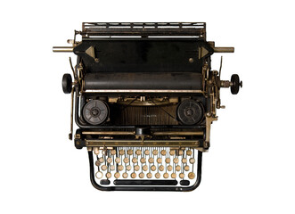 Vintage typewriter isolated object for design, retro machine technology