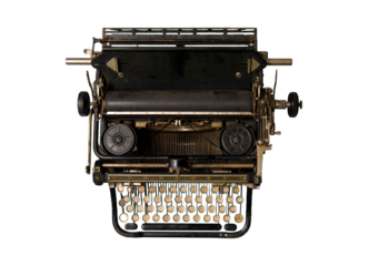 Vintage typewriter isolated object for design, retro machine technology