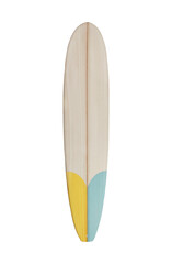 vintage wooden longboard surfboard isolated object for design, retro styles.