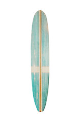 vintage wooden longboard surfboard isolated object for design, retro styles.